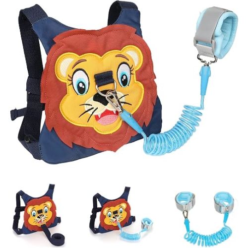 Toddlers Leash + Anti Lost Wrist Link Child Kids Safety Harness Kids Walking Wristband Assistant Strap Belt for Boys Pink Christmas Gift (Purplish Blue)