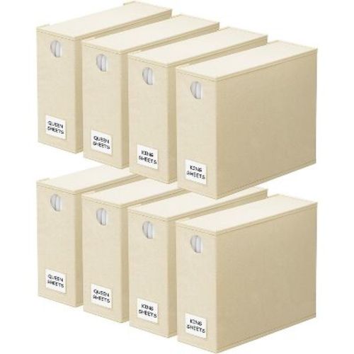 8-Pack Bed Sheet Organizers and Storage, Foldable Sheet Organizers for a Linen Closet,Beige