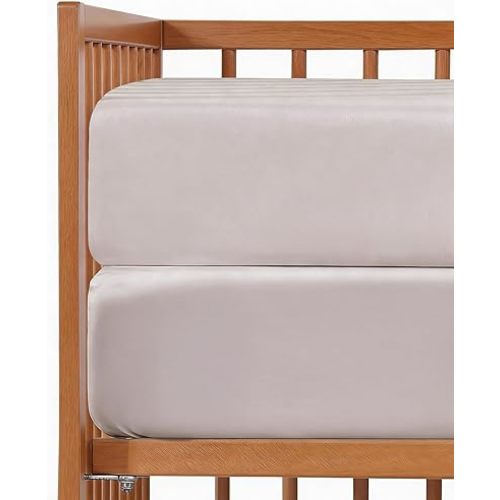 Baby Crib Sheets for Boys & Girls - Pack of 2 Fitted Microfiber Crib Sheets for Standard Crib & Toddler Mattress - Soft, Breathable & Wrinkle Free - Machine Washable, Oeko Tex - 52x28x8in - Stone Grey