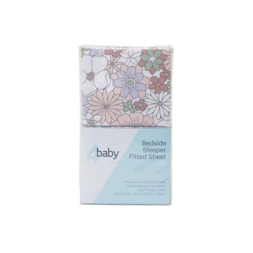 4baby Percale Bedside Sleeper Fitted Sheet 2 Pack Forest Rabbit