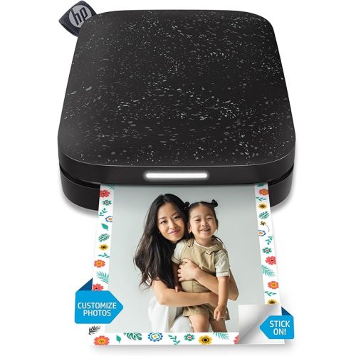HP Sprocket 2x3" Instant Smartphone Photo Printer - Portable Color Wireless Mobile Printer - Zink Sticky-Back Photos - Print from Compatible iOS & Android Devices with Bluetooth w/ App - Black