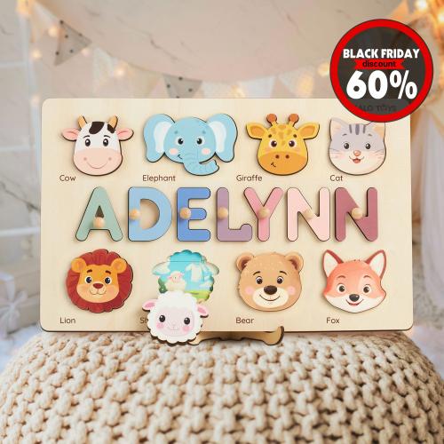 Personalized Wooden Name Puzzle for Kids, Montessori Toy, First Birthday Gift,Baby Boy Girl and Gift, Toddler Learning Toy, Baby Shower Gift
