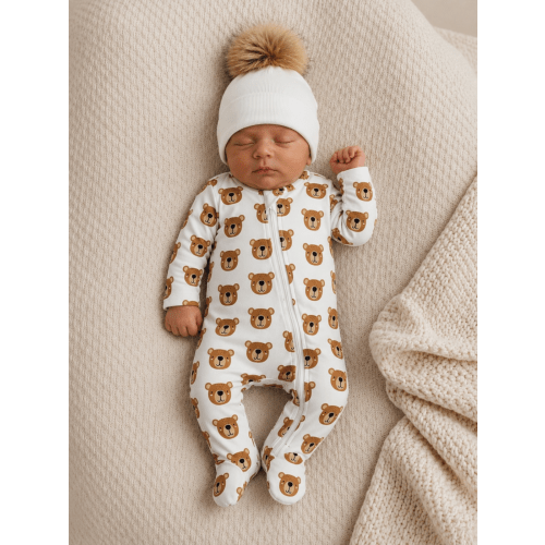 Baby Bear | Organic Cotton Baby Clothes 2-Way Zipper Footie – SpearmintLOVE