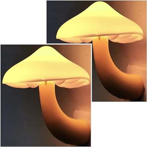 AUSAYE 2 Pack LED Mushroom Night Light Plug into Wall NightLight,Dusk to Dawn Sensor Wall Lamp Energy Saving Night Lights for Kids Adults Room Bedroom Bathroom Stairs Hallway Kitchen Warm White