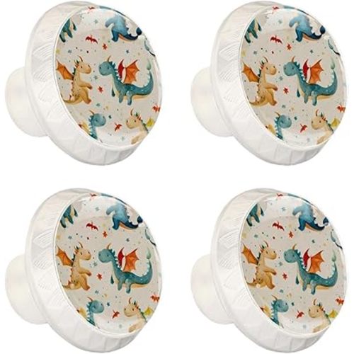 NEWzone 4 Pack Drawer Knobs Cute Dragons Cabinet Knobs Crystal Glass Knobs Pulls Handles for Kitchen Cabinet Hardware Cupboard Door Dresser Wardrobe Home Decor
