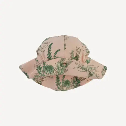 button sun hat | green proteas | organic cotton gauze