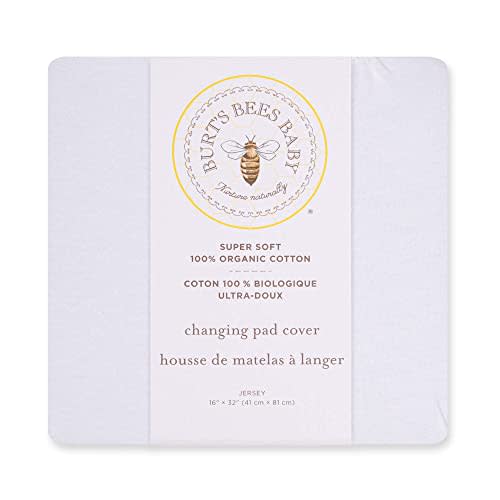 Burt's Bees Baby Unisex Baby Gift Set - Crib Sheet, Changing Pad Cover & Burp Cloths, 100% Organic Cotton Essentials Bundle