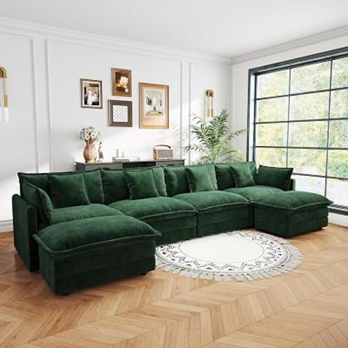 4 Seater Sectional Sofa,146.5 inch U-Shape,Green