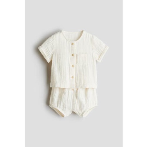 2-piece Cotton Muslin Set, 0-3M