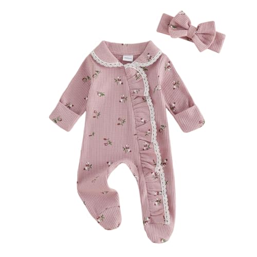 Ayalinggo Newborn Baby Girl Fall Winter Outfits Clothes Knit Jumpsuit Ruffle Romper Newborn Coming Home Outfit for Baby Girl | Newborn Baby Girl Outfits, Ribbed Knit Onesie Ruffle Romper, Long Sleeve Jumpsuit, Shower Gift