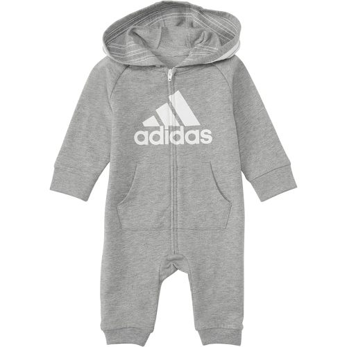 adidas Unisex Baby Long Sleeve Full-zip Hooded Onesie Jumpsuit Hoodie