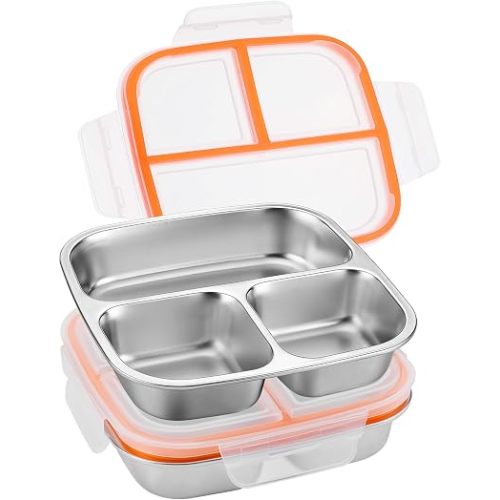 2 Pcs Portable Stainless Steel Snack Containers for Kids