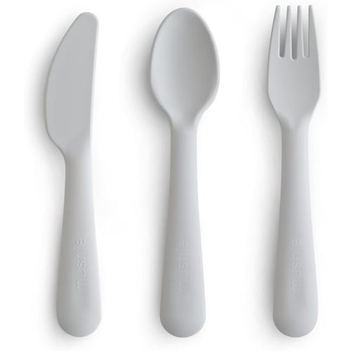 mushie Dinnerware Cutlery Set of 3 For Kids | Made in Denmark (Cloud)
