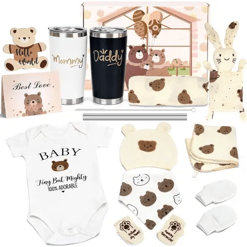 16pcs Gender Reveal Gift, Baby Shower Gifts and Pregnancy Gift for New Parents, New Mom Care Package, First Time Moms Gift Box, New Mom Gift for Expecting Mom, Baby Welcome Box, Newborn Gift Set