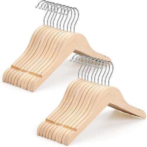 Unfinished/Natural Kids Children Baby Wood Clothes Hangers, 20 Pack CT09N20