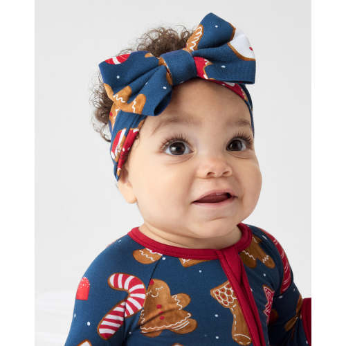 Gingerbread Flurry Luxe Bow Headband | Little Sleepies