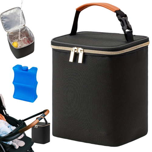Breast Milk Cooler Travel Bag with Ice Pack,Fits 4 Baby Bottles Up to 9 Ounce, Baby Bottle Bag for Nursing Mom Daycare