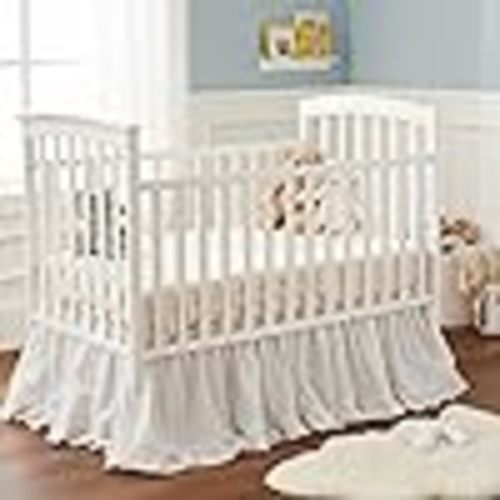 Amazon.com: Brandream Boho Bohemian Girl Baby Nursery Crib Bed Skirt Dust Ruffle - Neutral Solid Color Beige Cream Off White Farmhouse Chic 100% Washed Cotton Ruffle : Baby