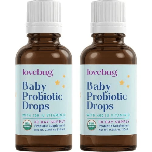 LOVEBUG Baby Probiotic Drops - Organic Probiotics for Immune Support and Baby Constipation & Colic Relief - Tasteless & Sugar-Free Liquid Drops for Newborns, Babies & Infants (0-12 Months) - 20ml