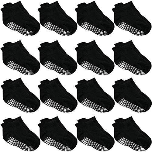 Duufin 16 Pairs Toddler Ankle Socks with Gripper Kids Low Cut Sock Anti Slip Grip Socks for Toddler Boys and Girls