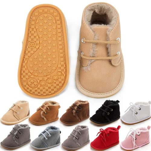 Meckior Baby Booties Newborn Infant Unisex Baby Girls Boys Velvet Rubber Anit-Slip Sole Shoes Toddler Fleece Cozy Winter Warm Prewalker Boots