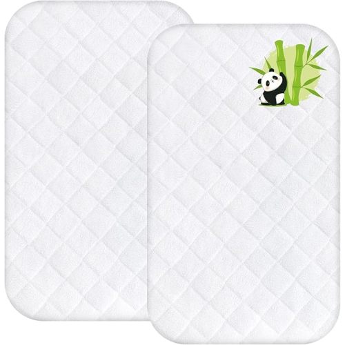 Waterproof Bassinet Mattress Protector Cover, Fits for Baby Delight, whiffee, AirClub, HARPPA and Larex 3 in 1 Bassinet Bedside Sleeper, 2 Pack, Skin Friendly and Breathable Bassinet Mattress Pad