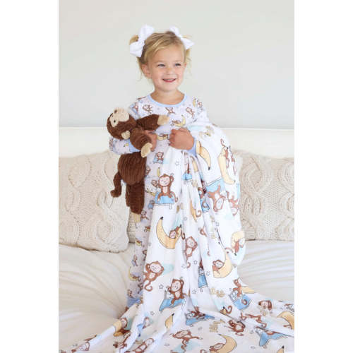 Monkey See, Monkey Snooze Personalized Kids Blanket