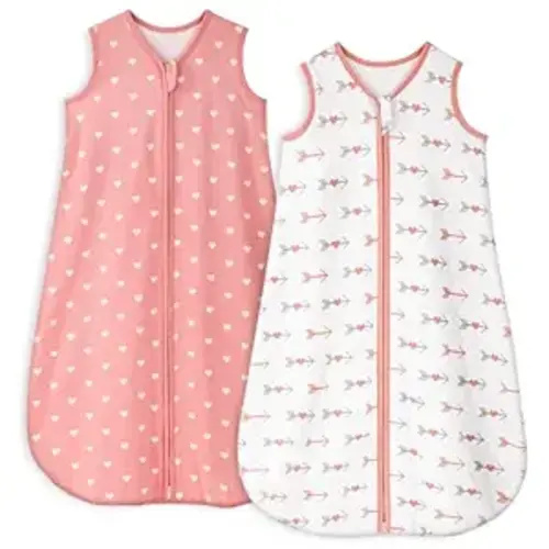 Yoofoss Baby Sleep Sack 0-6 Months TOG 1.0 Baby Wearable Blanket, 2 Pack 100% Organic Cotton Infant Toddler Sleeping Sack 2-Way Zipper Lightweight Sleep Sack
