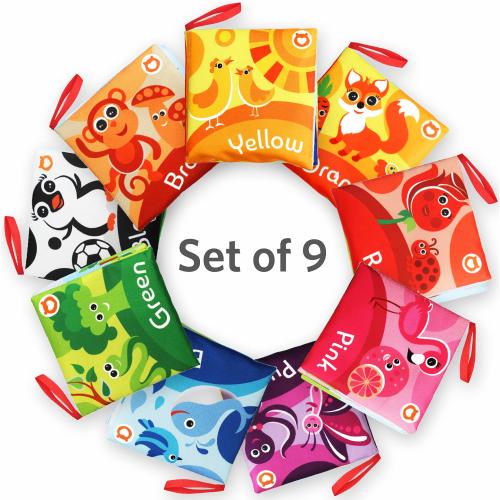 Cloth Books for Babies (Set of 9) - Color Recognition Series. Soft Books for Toddlers. Touch and Feel Crinkle Paper / Infant Book. Baby Learning Toys / Educational Toys for 3 Months to 4 Years Old