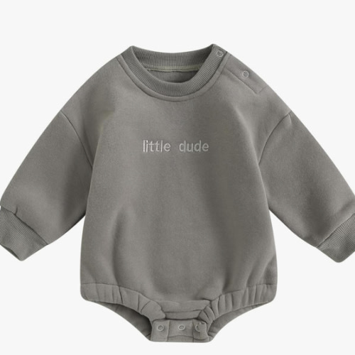 VISGOGO Newborn Infant Baby Boy Girls Oversized Romper Little Dude Sweater Onesie Coming Home Outfit Neutral Clothes