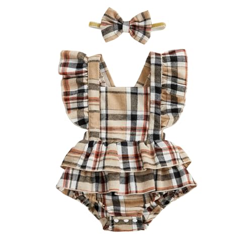 MERSARIPHY Newborn Baby Girl Summer Outfit Linen Ruffle Bubble Romper Dress One Piece Bodysuit Jumpsuit Infant Summer Clothes