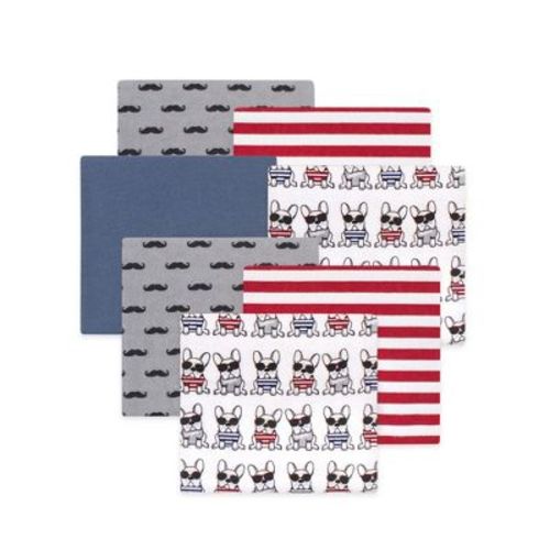 Luvable Friends Hudson Baby Infant Cotton Poly Flannel Receiving Blankets 7pk, Blue French Dog