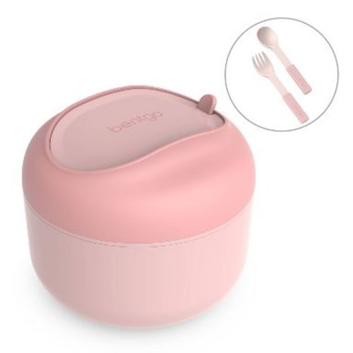 Bentgo Bowl Insulated Leakproof Bowl with Collapsible Utensils & Snack Compartment - Blush Pink