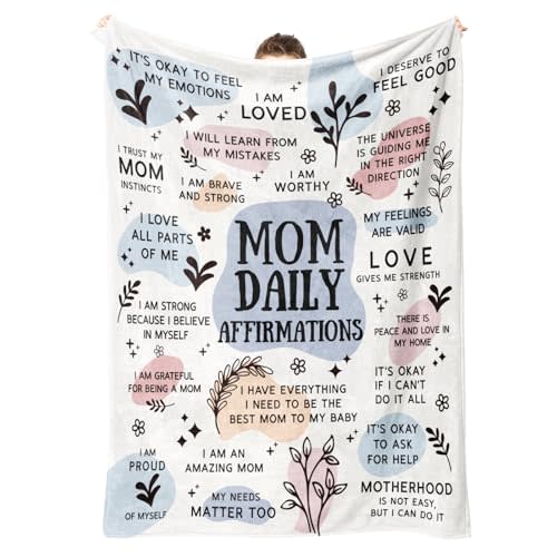BaubleDazz New Mom Gifts Blanket, Mama Daily Affirmations, Postpartum Pregnancy Gift for First Time Moms, Mommy to Be, Mama, New Mom Essentials, Christmas Birthday Gifts for Moms(50" x 60")
