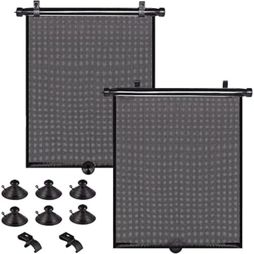 PLTCAT 2 Pack Car Sun Shade Side Window for Baby, Roller Vehicle Shades Sun Protection Shade for Car Side Window (Standard-16''x18'')