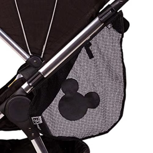 Disney Baby by J.L. Childress Side Sling Stroller Cargo Net - Stroller Organizer Attachment for Storage, Mesh Bag for Baby Accessories, Universal Fit - Mickey, Black