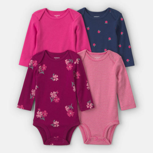Baby Girl 4-Pack Floral Long-Sleeve Multipack Bodysuits | Carter’s Oshkosh Canada