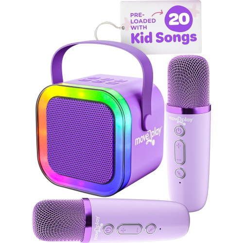 Move2Play Mini Karaoke Machine for Kids | includes 20+ Kids Songs | Connect with Bluetooth | Kids Toy | Birthday Gift for 3, 4, 5, 6, 7, 8+ Year Old Girls and Boys