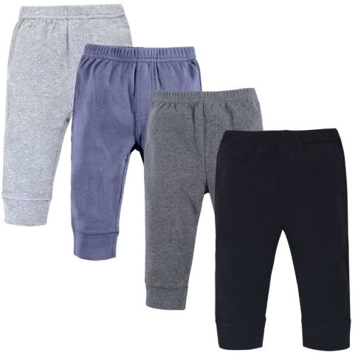 Touched by Nature Baby and Toddler Boy Organic Cotton Pants 4pk, Blue Gray