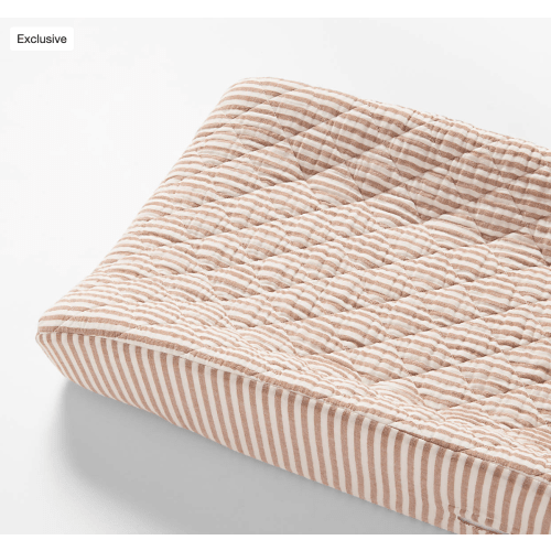 Supersoft Brulee Brown Striped Organic Cotton Gauze Baby Changing Pad Cover