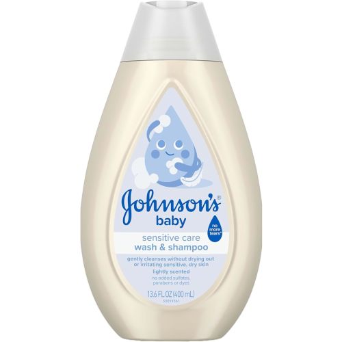 Johnson's Baby Sensitive Care Baby Wash & Shampoo, Light Scent, 13.6 fl oz