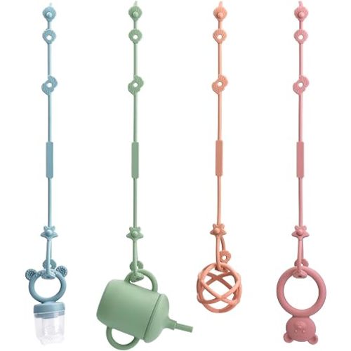 Silicone Pacifier/Toy/Cup Chain, 4-pack