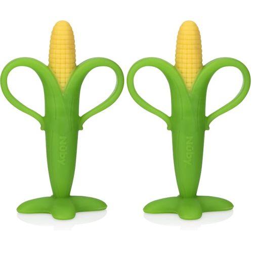 Nuby Soothing Corn Teether, Green, Green (Pack of 2)