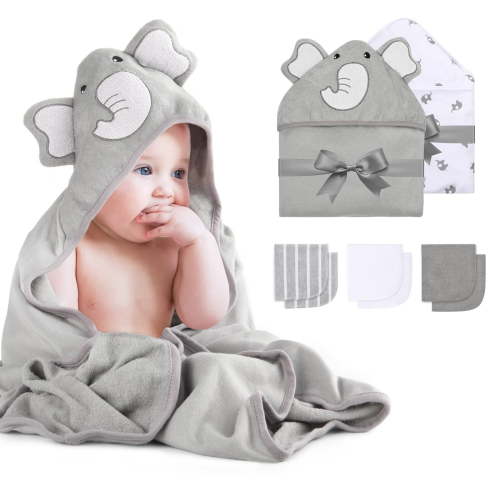 Momcozy Baby Hooded Towel, 8-Piece Bath for Boys or Girls, Washcloth Set with Cute Design - Walmart.ca