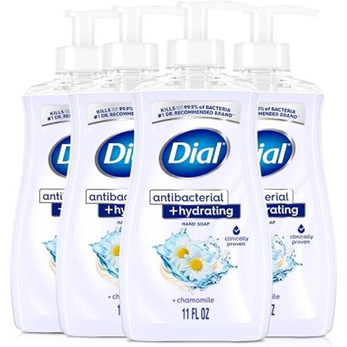 Dial Antibacterial Plus Hydrating Chamomile Liquid Hand Soap, 11oz (Pack of 4)