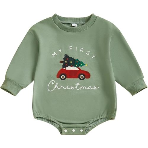 MERSARIPHY Baby Christmas Clothes Baby Boy Girl Sweatshirt Romper Santa Baby Romper Tops Fall Winter Outfits