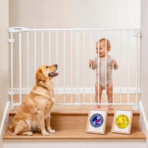 Mumeasy 30" Tall Baby Gate for Stairs & Doorways, No Bottom Bar Dog Gate