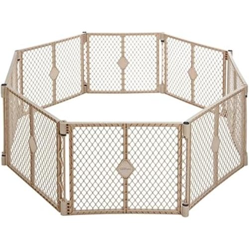 Toddleroo by North States - Superyard Baby Play Yard: Freestanding 8-Panel Baby Playpen - Indoor or Outdoor Use - Made in USA - Encloses Up to 34.4 Square Feet - 26 Inches Tall - Sand