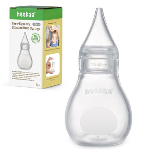 Haakaa Silicone Baby Nasal Aspirator | Nose Bulb Syringe | Easy-Squeezy Baby Nose Cleaner, Newborn Infant &Toddler - BPA Free Silicone