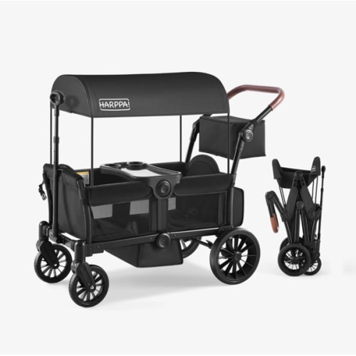 HARPPA Rori | All-Terrain Wagon Stroller for 2 with Canopy – Foldable 2-Seat Wagon for Beach, Park & Camping Adventures